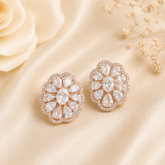 Floral Parade Silver Studs Earrings
