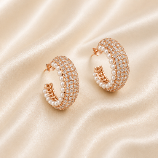 Rose Gold Silver Minimalistic Earrings