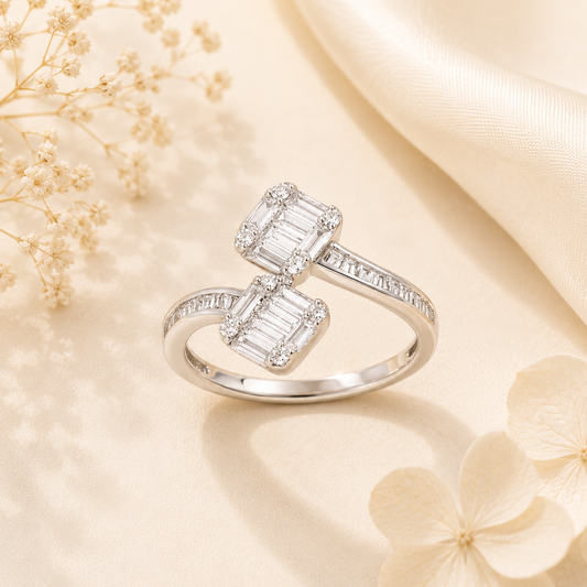 Silver Baguette Toi-Moi Diamond Ring