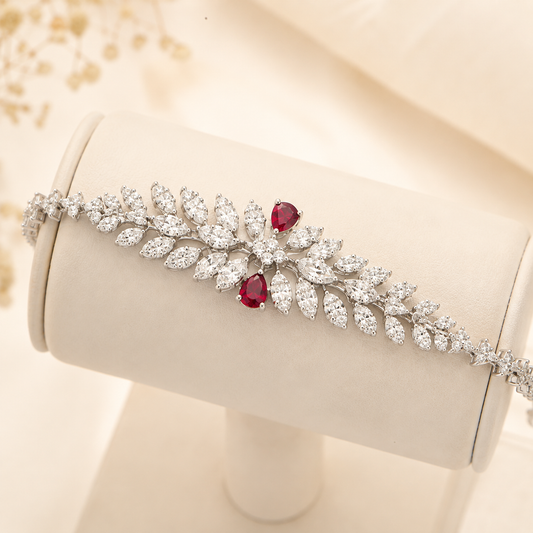 Royal Ruby And Diamond Silver Bracelet