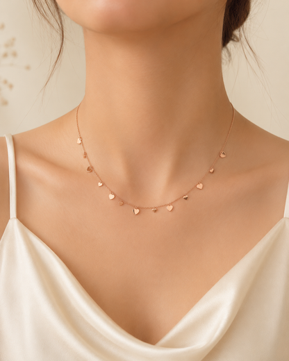 Heart Harmony Charm Rose Gold Silver Necklace
