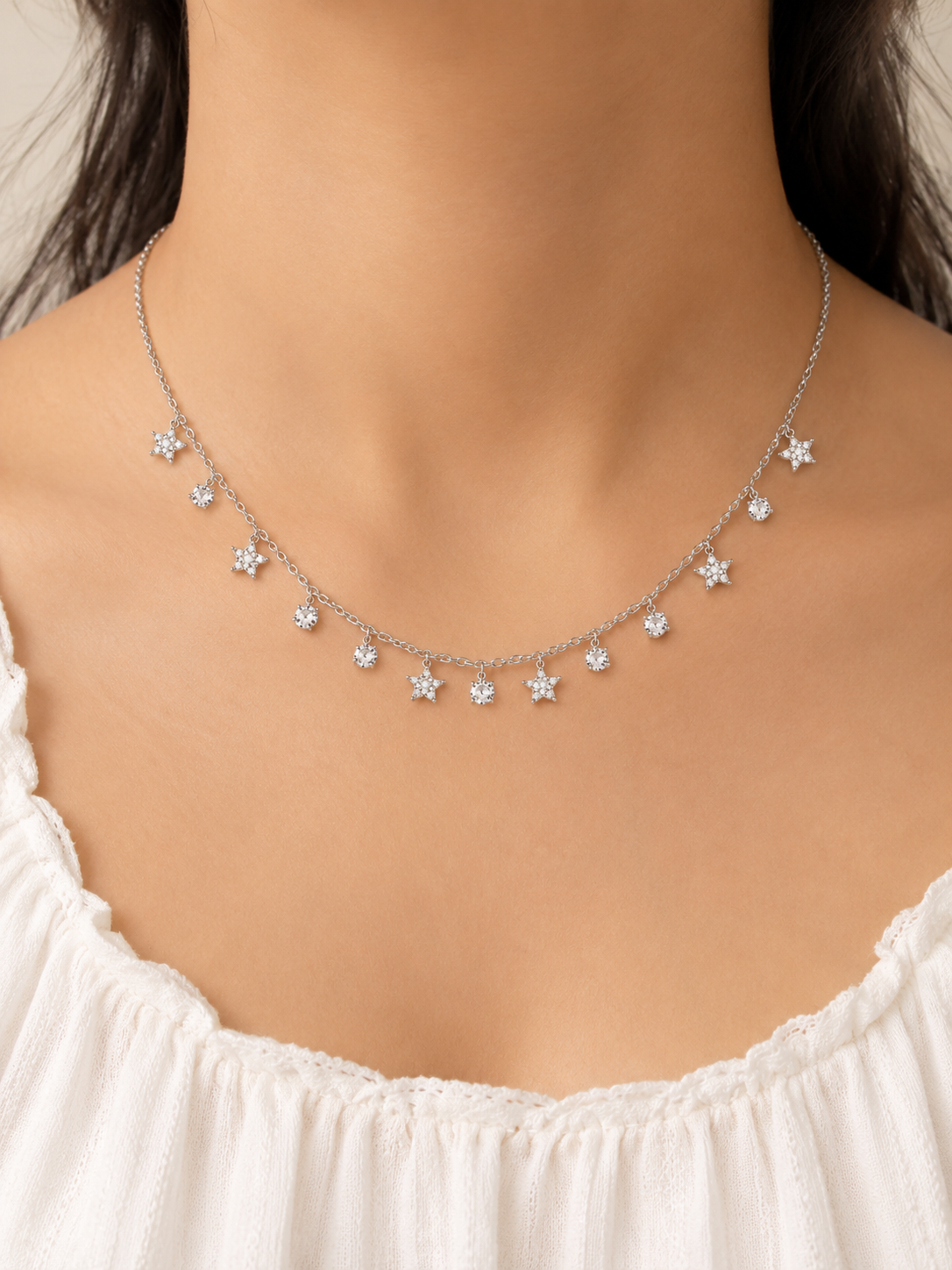 Starlit Charm Silver Necklace