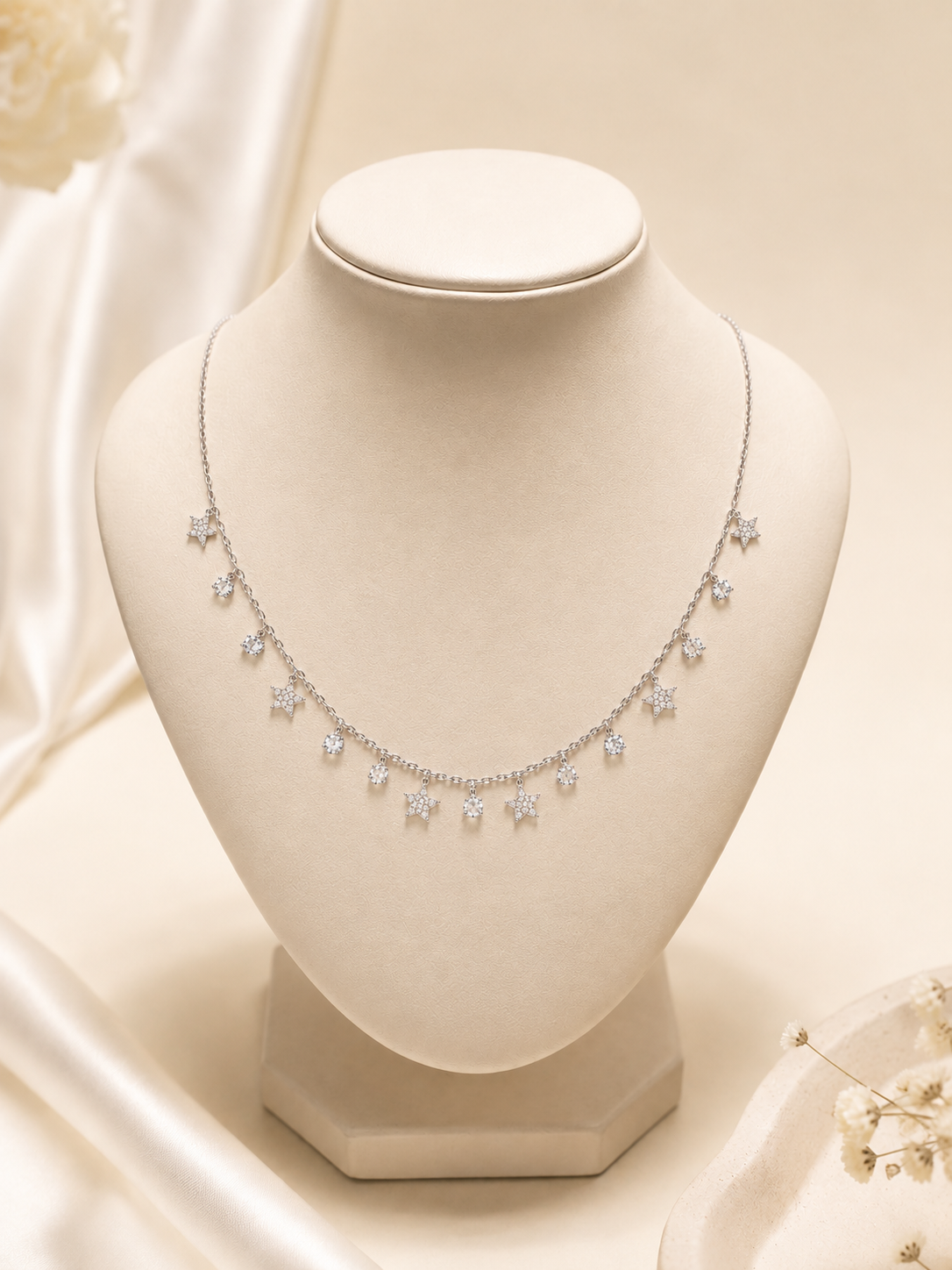 Starlit Charm Silver Necklace
