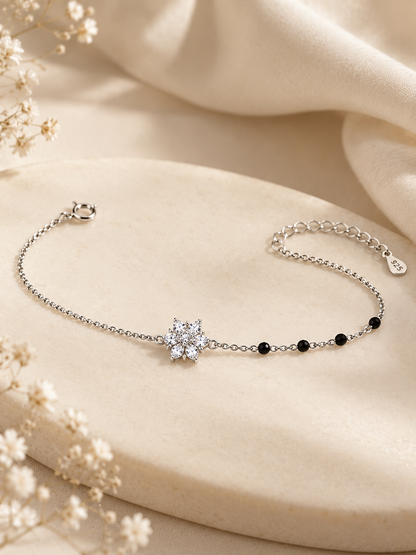 Heart Bloom Silver Mangalsutra Bracelet