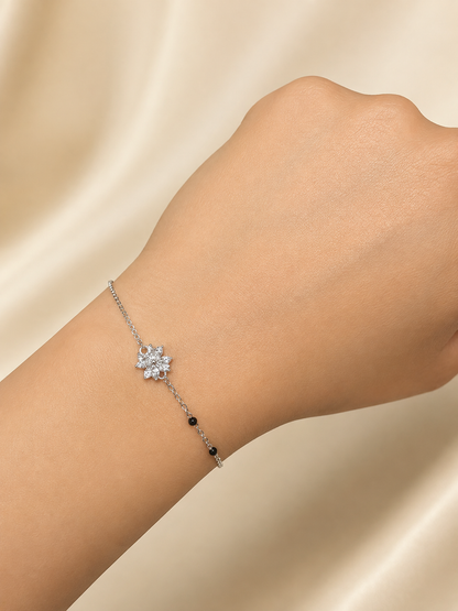 Heart Bloom Silver Mangalsutra Bracelet