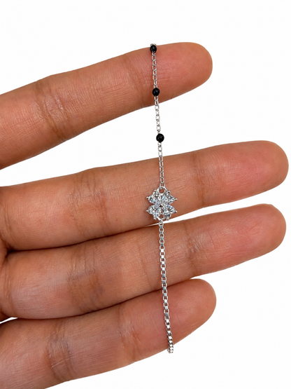 Heart Bloom Silver Mangalsutra Bracelet