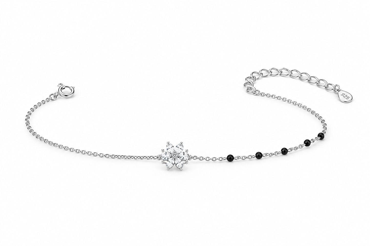 Heart Bloom Silver Mangalsutra Bracelet