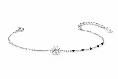 Heart Bloom Silver Mangalsutra Bracelet