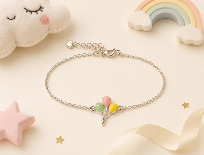 Pastel Balloons Girls 925 Sterling Silver Bracelet