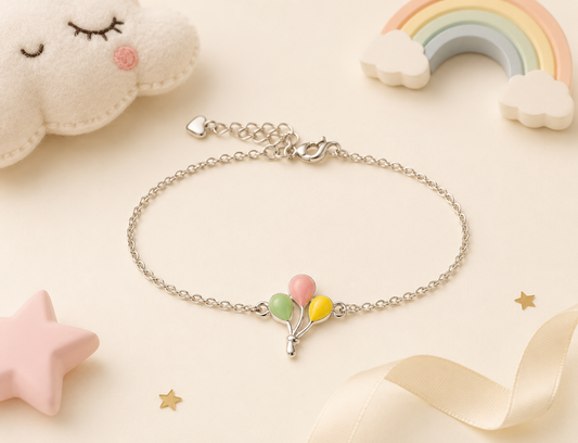 Pastel Balloons Girls 925 Sterling Silver Bracelet
