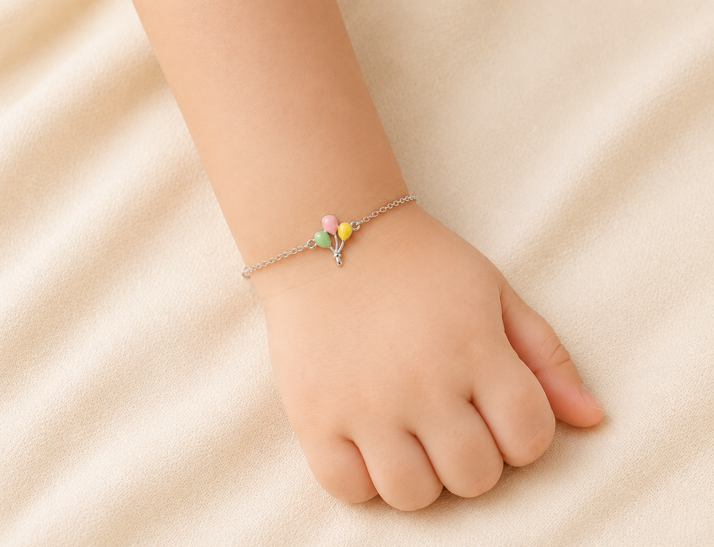 Pastel Balloons Girls 925 Sterling Silver Bracelet