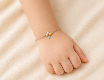 Pastel Balloons Girls 925 Sterling Silver Bracelet