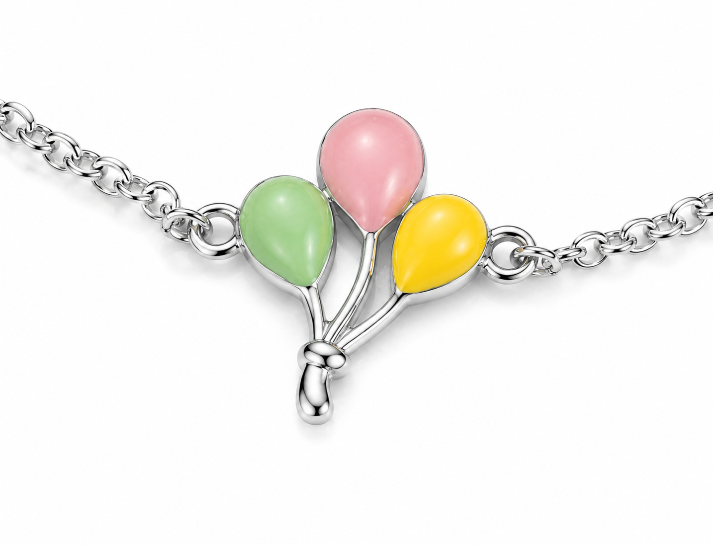 Pastel Balloons Girls 925 Sterling Silver Bracelet
