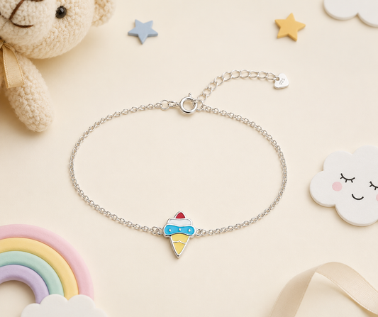 Pastel Ice Cream 925 Sterling Silver Bracelet for Girls