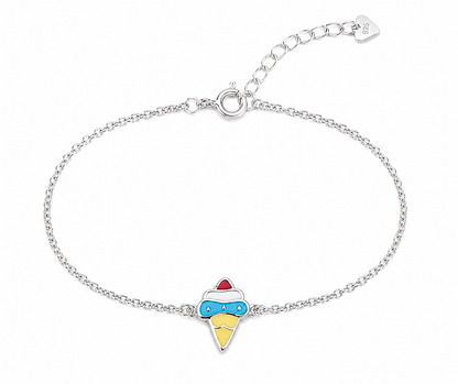 Pastel Ice Cream 925 Sterling Silver Bracelet for Girls