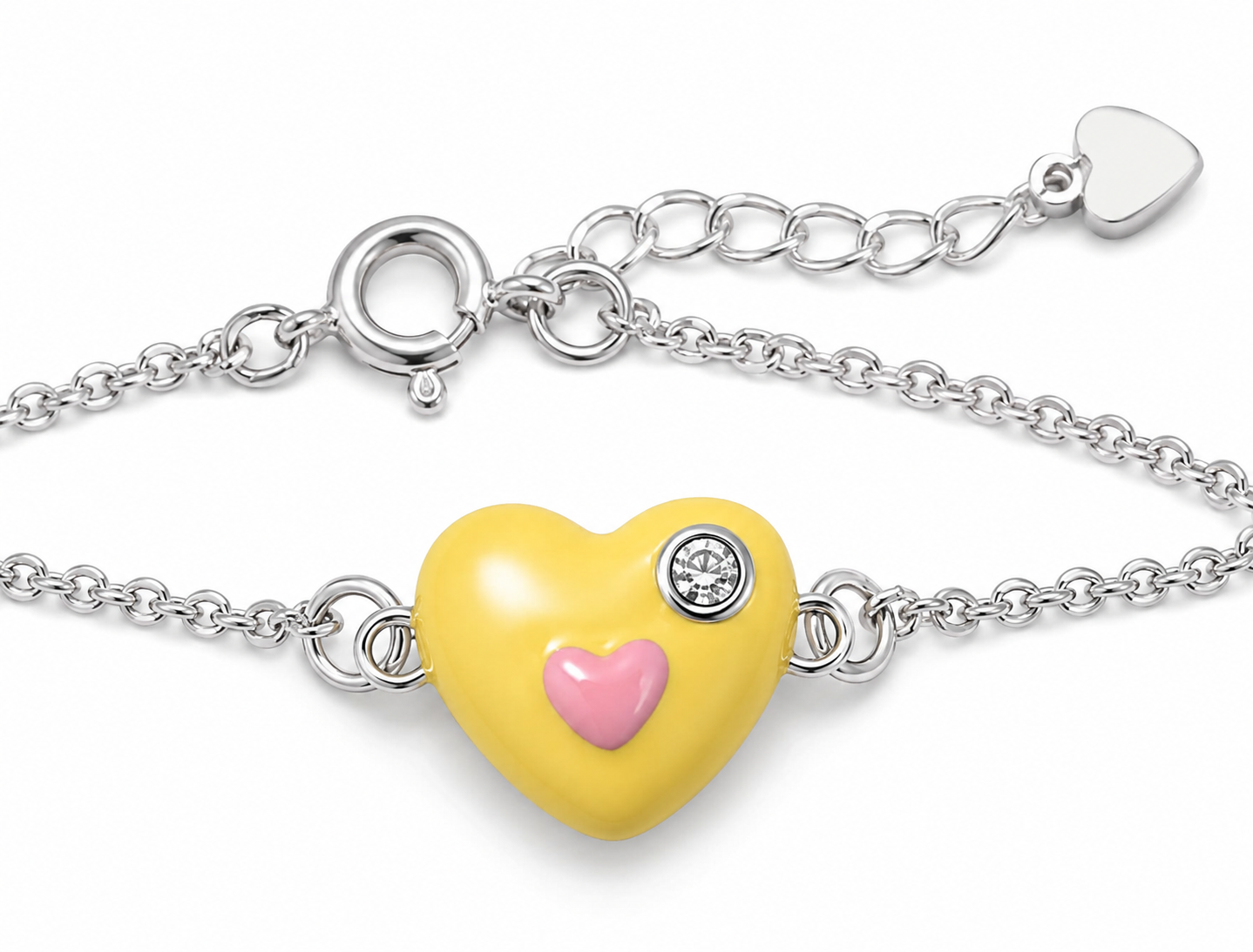 Cupid Heart 925 Sterling Silver Bracelet for Girls