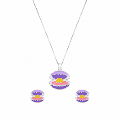 Ocean Pearl Shell Girls Silver Pendant Set