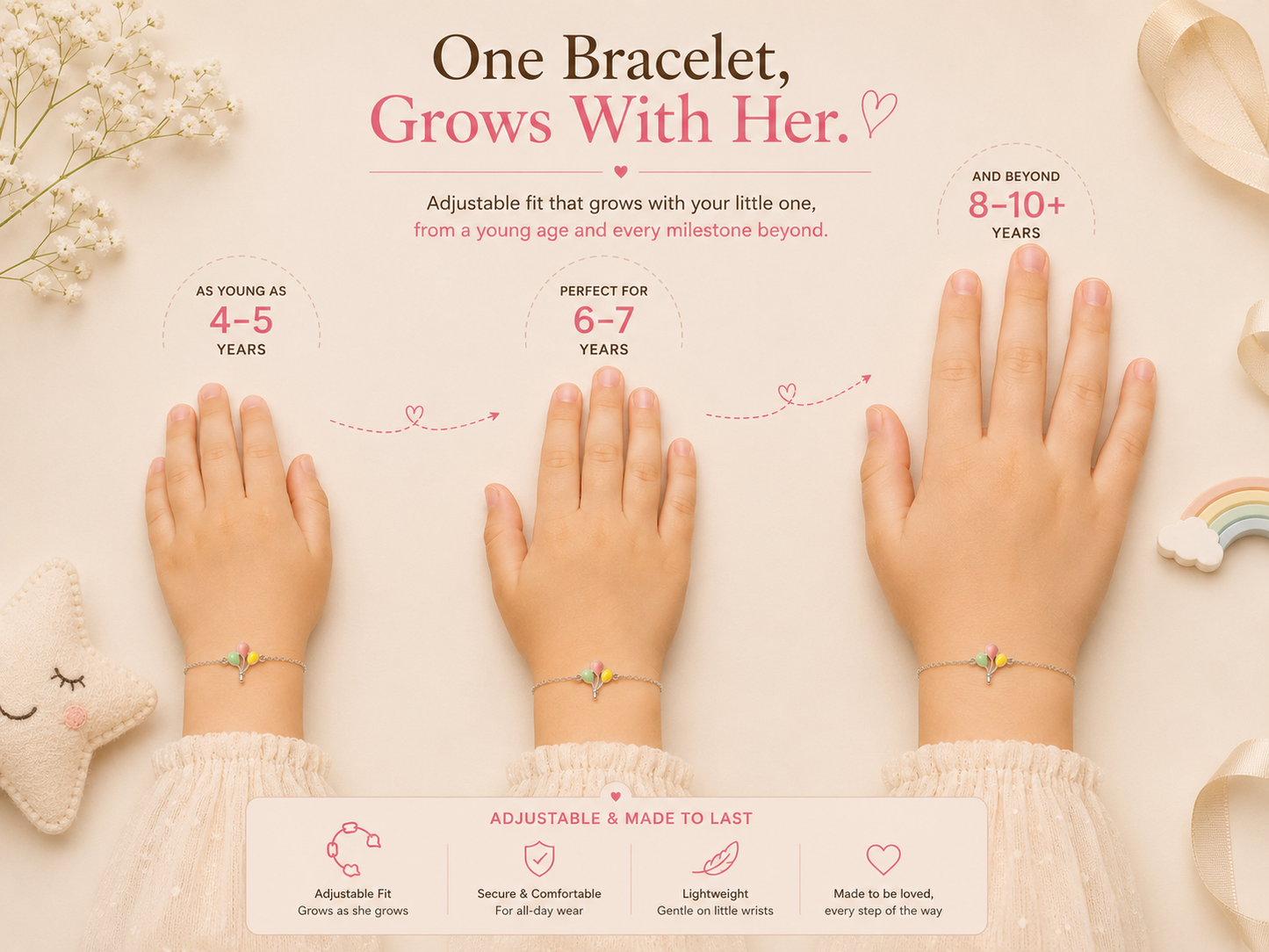 Pastel Balloons Girls 925 Sterling Silver Bracelet