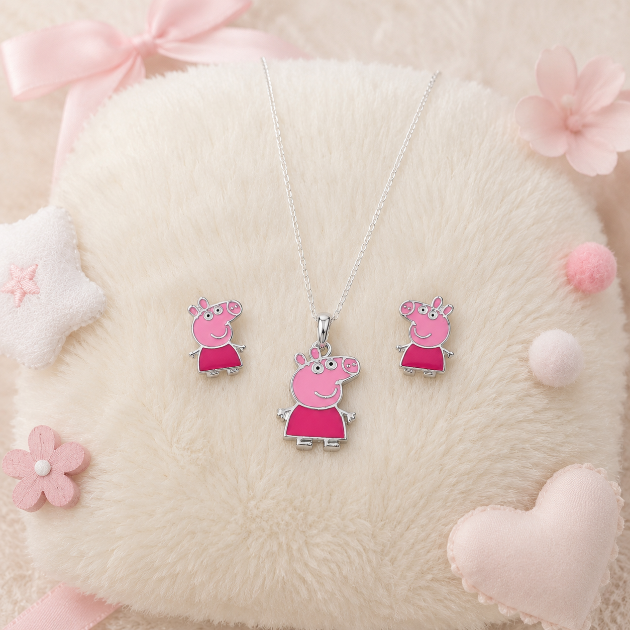 Little Piggy Girls  Sterling Silver Pendant Set