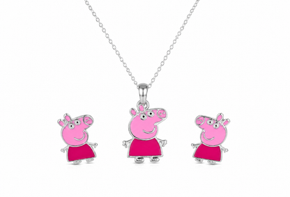 Little Piggy Girls  Sterling Silver Pendant Set