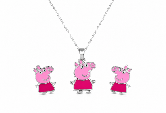 Little Piggy Girls  Sterling Silver Pendant Set