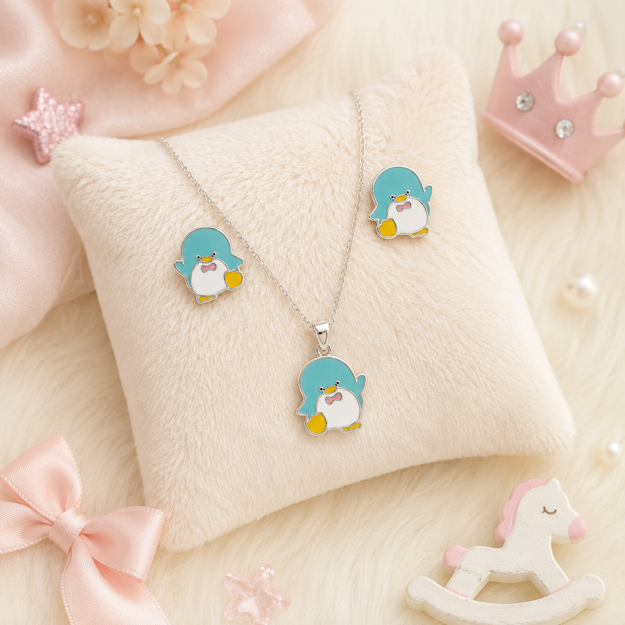 Happy Penguin Girls Sterling Silver Jewellery Set