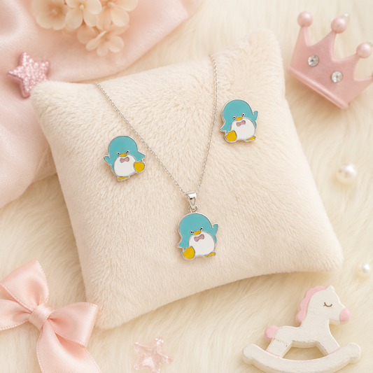 Happy Penguin Girls Sterling Silver Jewellery Set