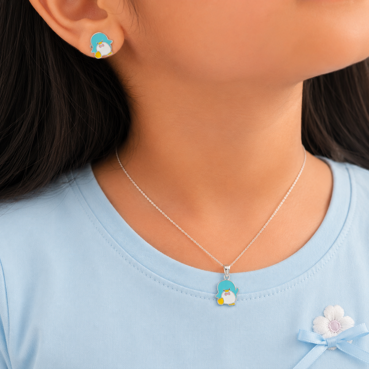 Happy Penguin Girls Sterling Silver Jewellery Set