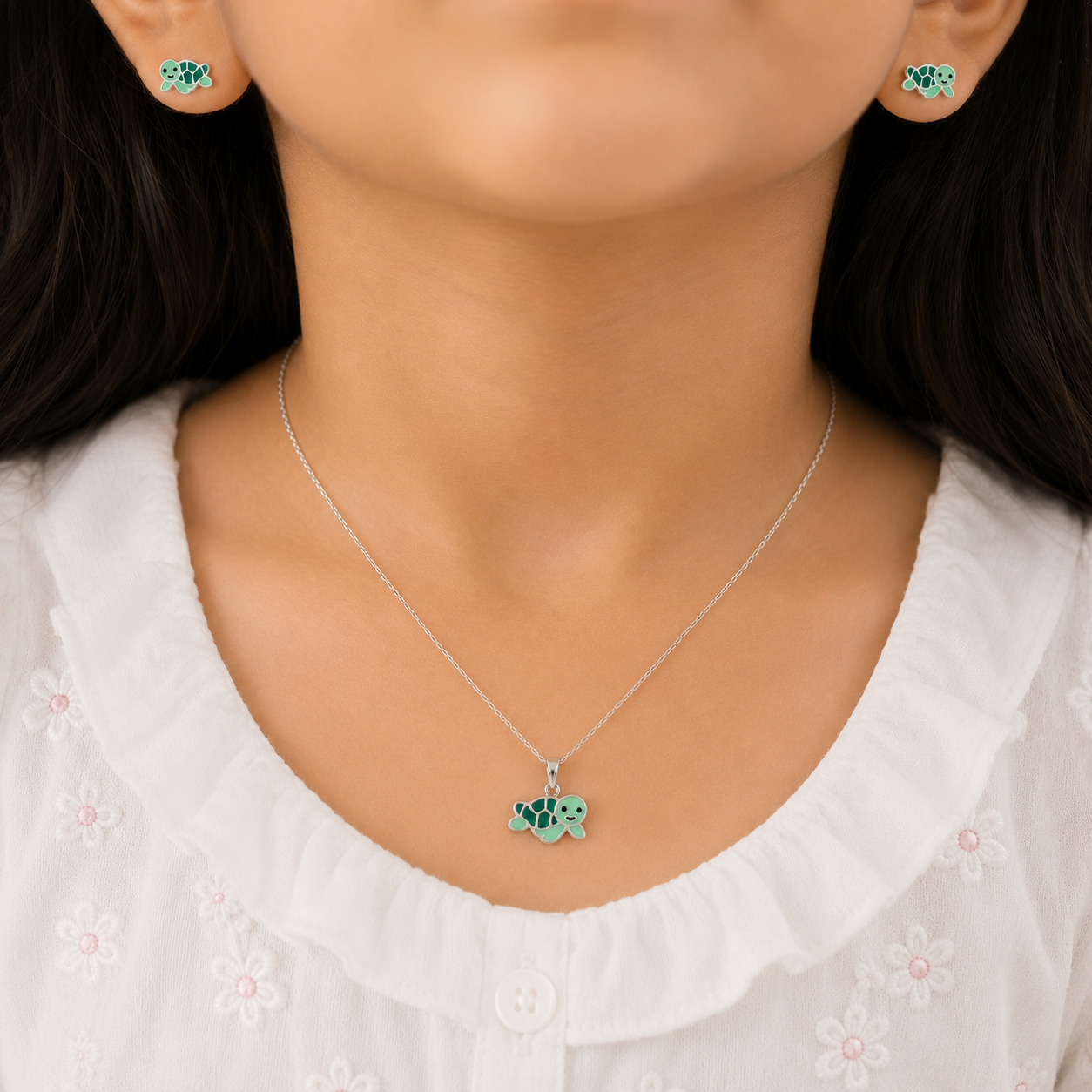 Sea Turtle Girls 925 Sterling Silver Jewellery Set