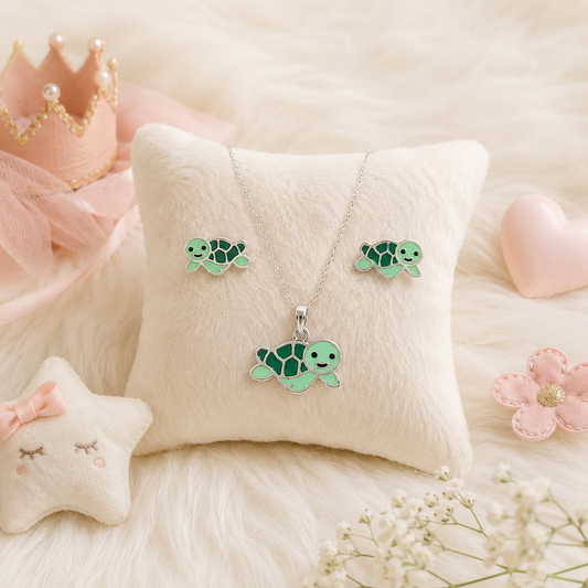 Sea Turtle Girls 925 Sterling Silver Jewellery Set