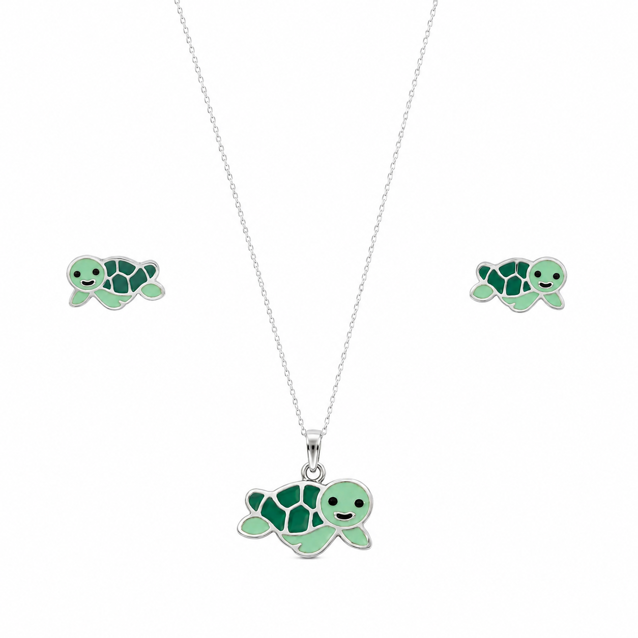 Sea Turtle Girls 925 Sterling Silver Jewellery Set