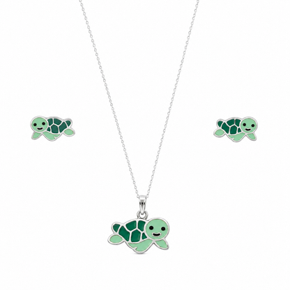 Sea Turtle Girls 925 Sterling Silver Jewellery Set