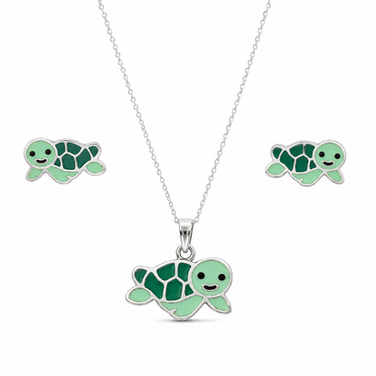 Sea Turtle Girls 925 Sterling Silver Jewellery Set