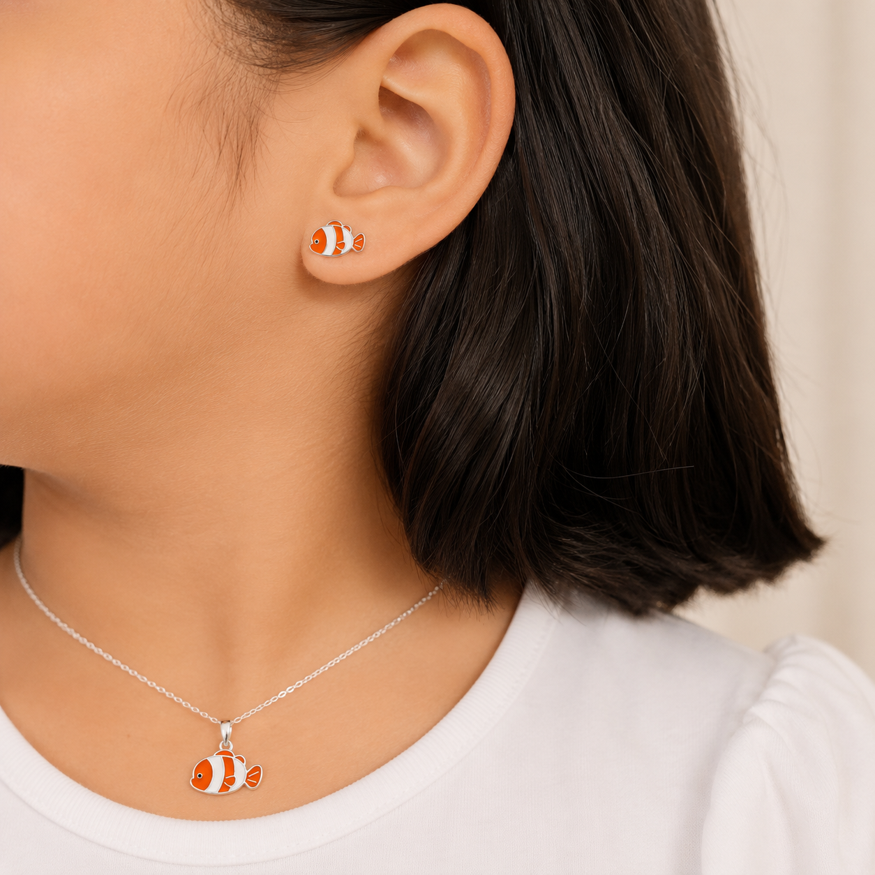 Clownfish Girls 925 Sterling Silver Pendant Set