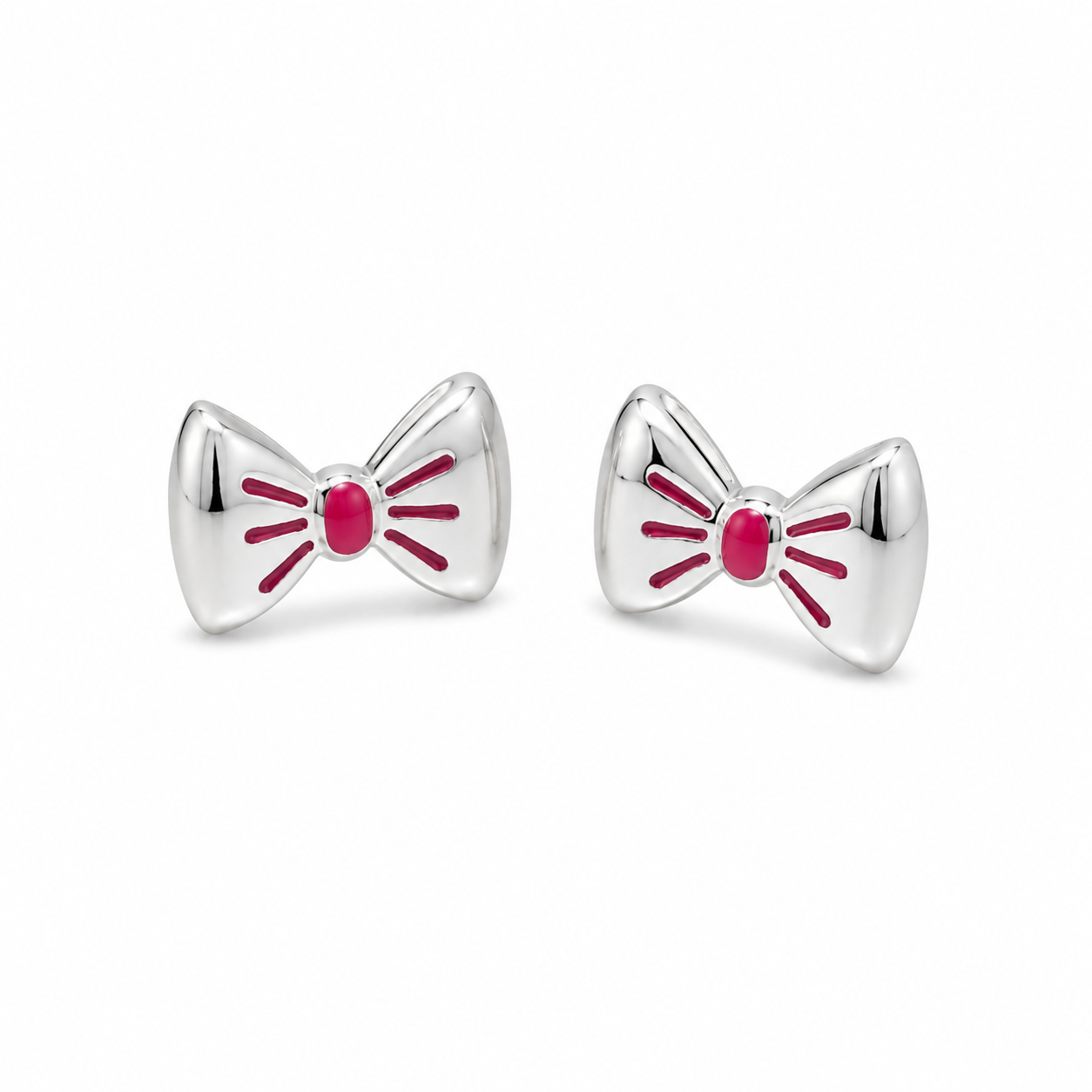 Classic Bow Girls Silver Stud Earrings