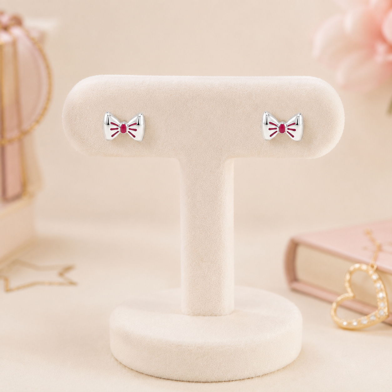 Classic Bow Girls Silver Stud Earrings
