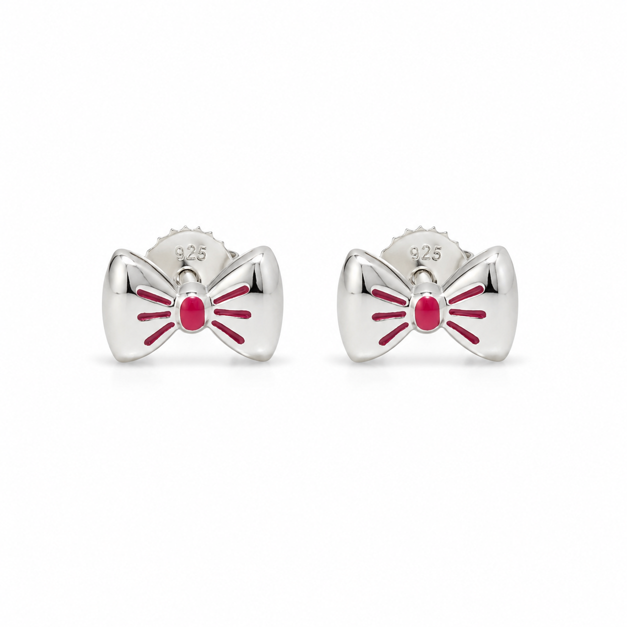 Classic Bow Girls Silver Stud Earrings