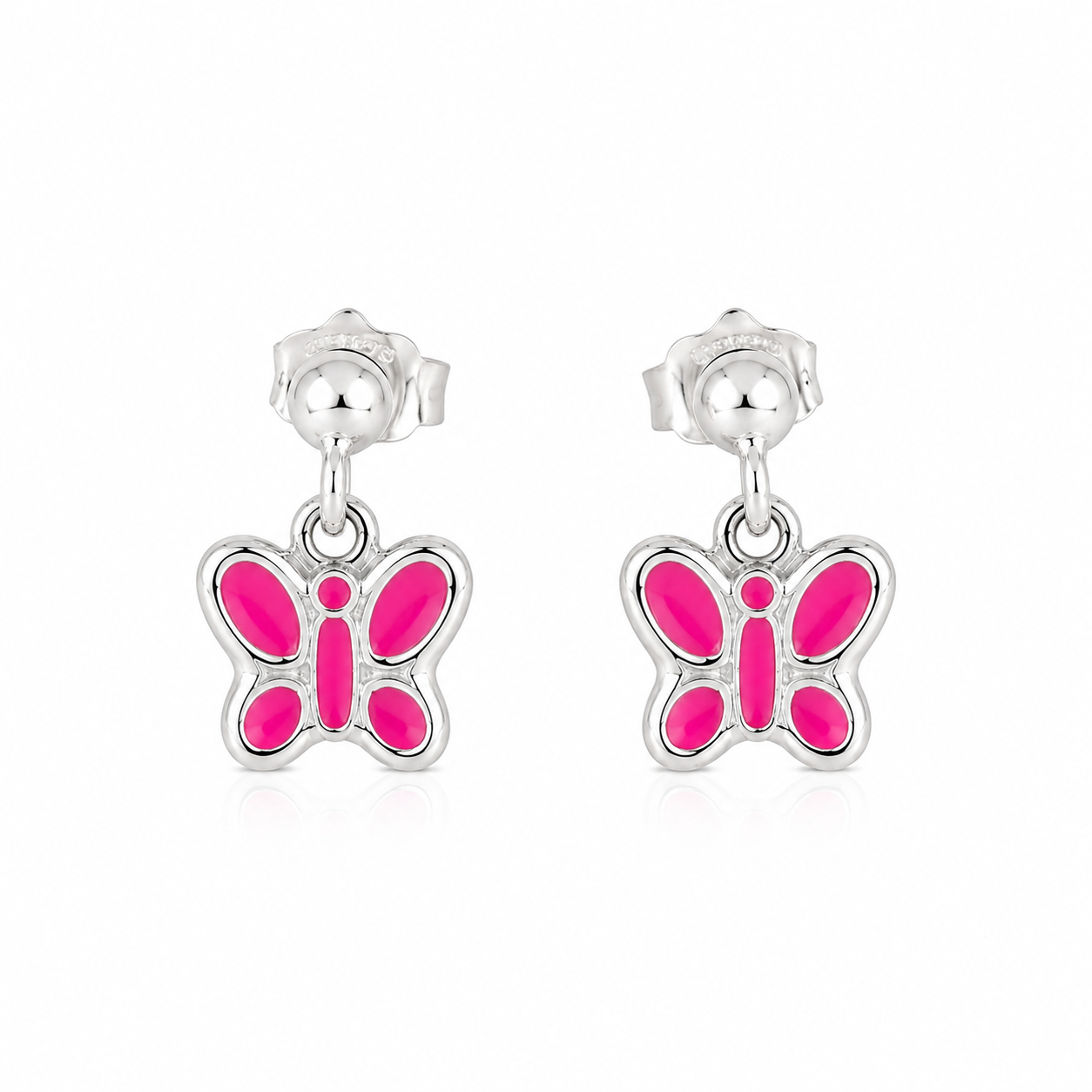 Flutter Butterfly Girls Silver Drop Earrings