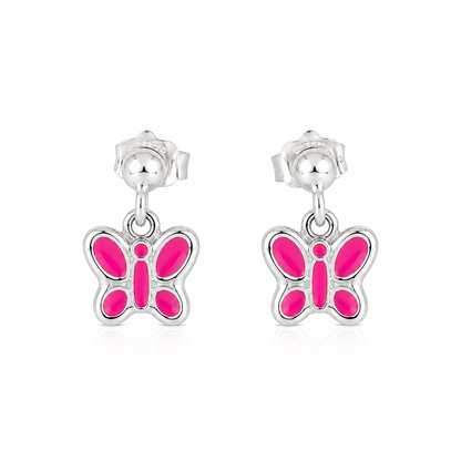Flutter Butterfly Girls Silver Drop Earrings