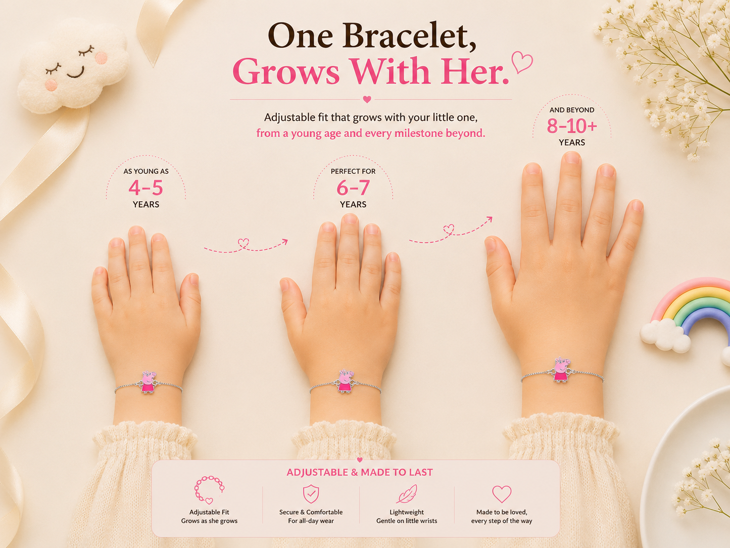 Little Piggy Girls  Sterling Bracelet