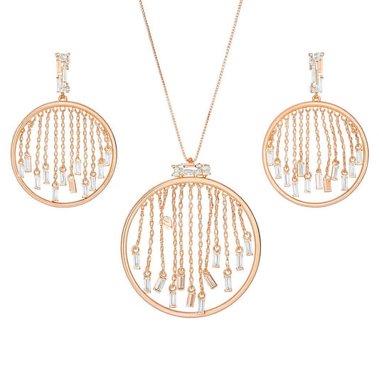 Enchanting Rose Gold Earrings And Pendant Set
