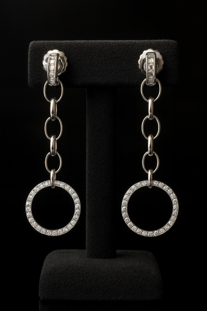 CHIC HOOPS DIAMOND SILVER EARRINGS