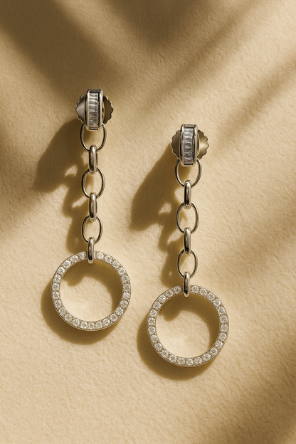 CHIC HOOPS DIAMOND SILVER EARRINGS