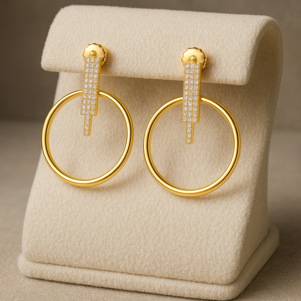 Luxe Gold Hoops Diamond Silver Earrings