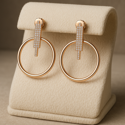 LUXE ROSE GOLD HOOPS DIAMOND SILVER EARRINGS