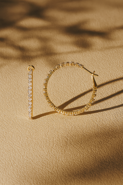 COCKTAIL ROSE GOLD DIAMOND HOOPS SILVER EARRINGS