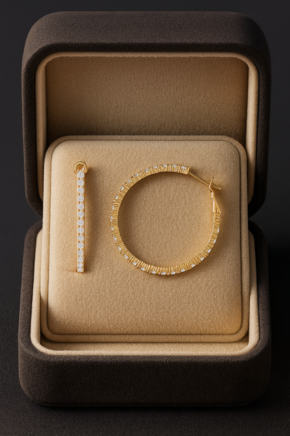 COCKTAIL ROSE GOLD DIAMOND HOOPS SILVER EARRINGS