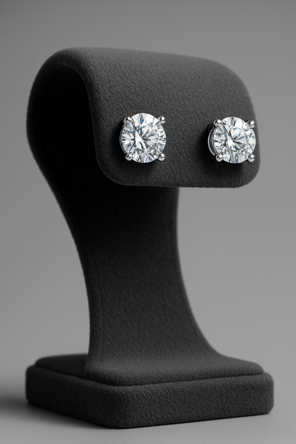 2Cts Solitaire Studs Silver Earrings