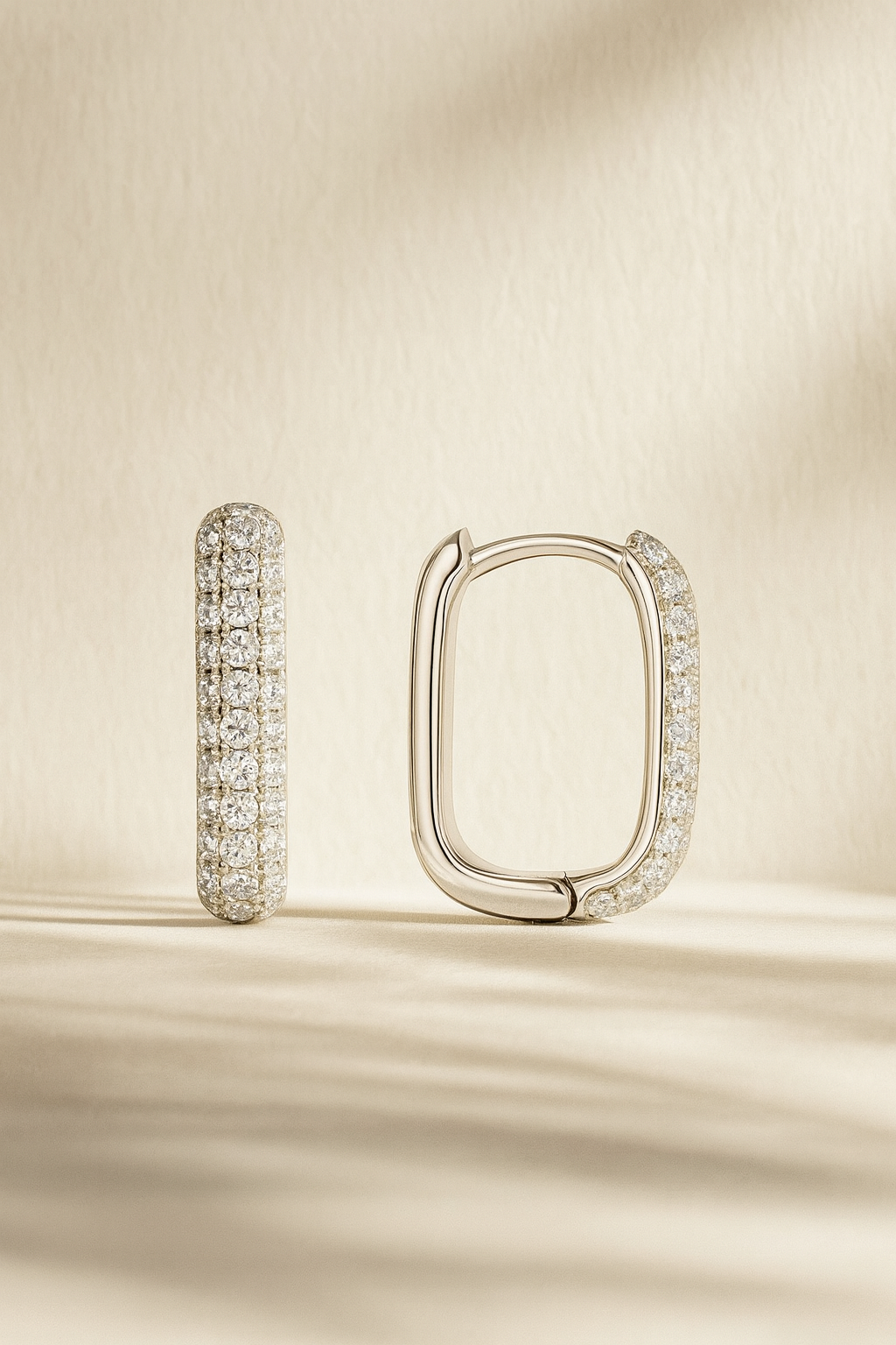 LUNA HOOPS DIAMOND SILVER EARRINGS