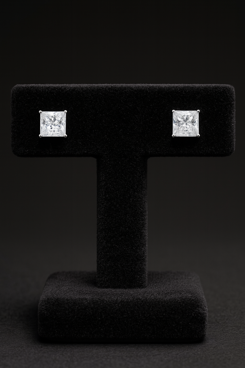 Classic Princess Solitaire Studs Silver Earrings